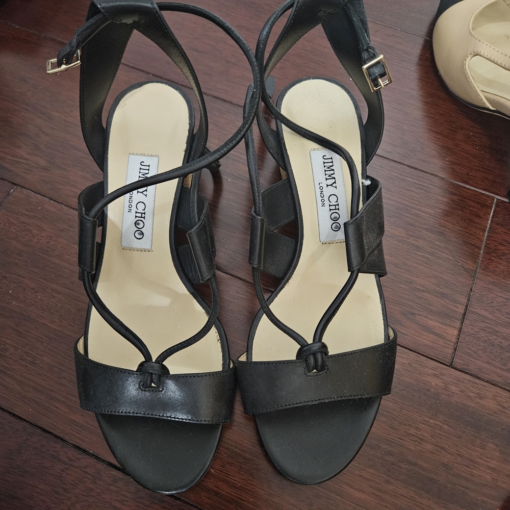 Jimmy Choo Elegant Black Leather Sandals